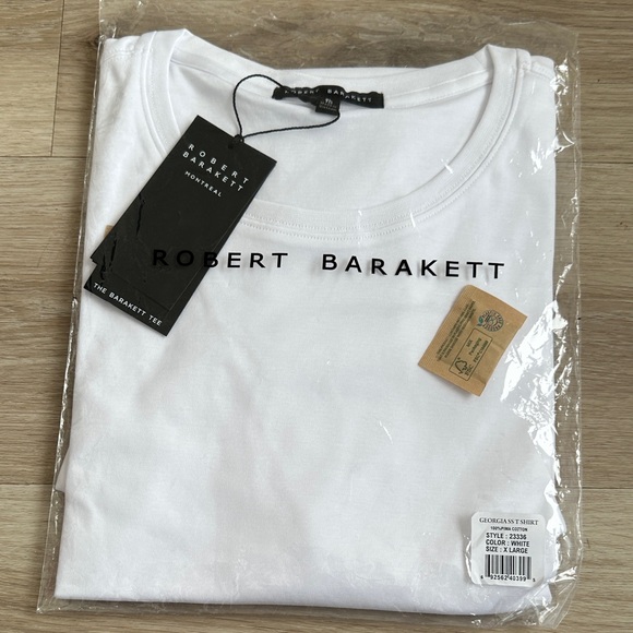 Robert Barakett Classic White Tee ROBERT Georgia White Crew Neck Short Sleeve - Picture 1 of 7